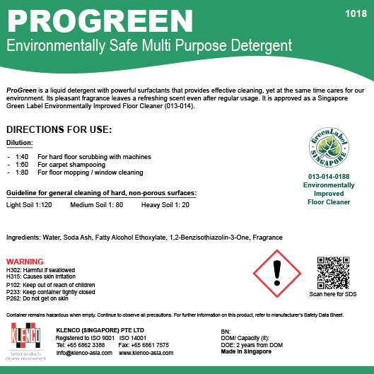 PROGREEN ENVIRONMENTALLY SAFE CLEANER